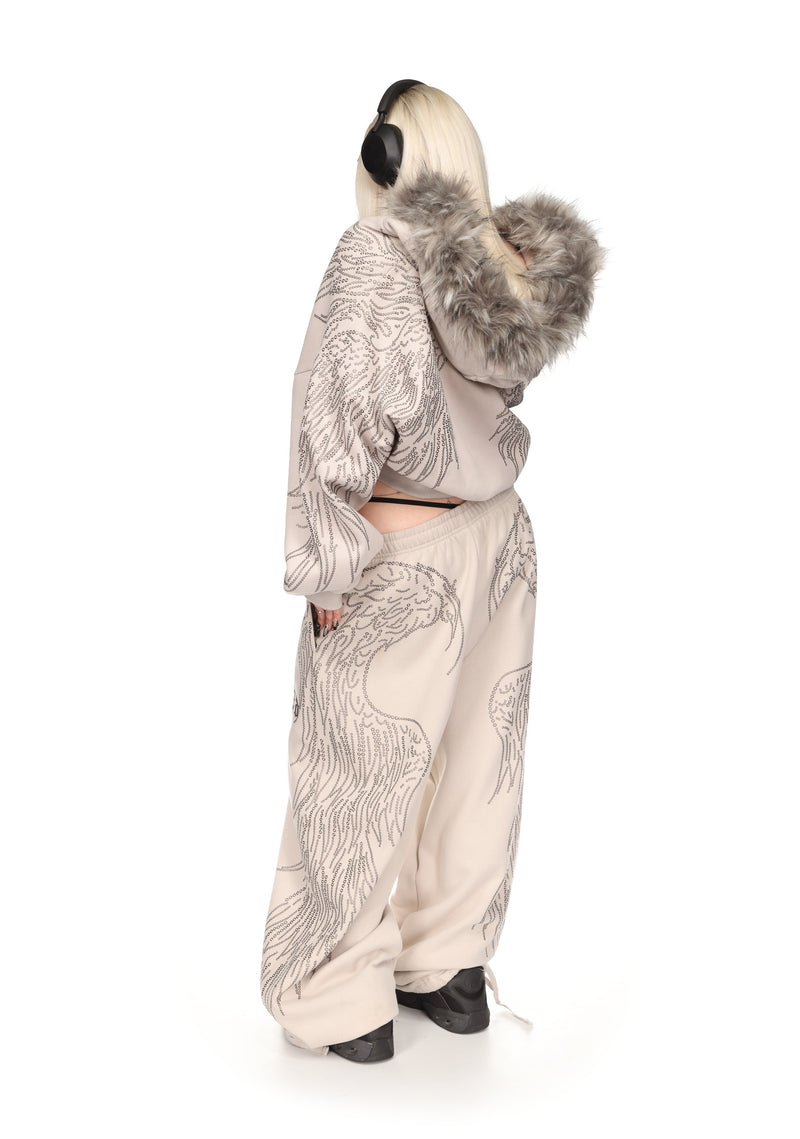 FALLEN STUDDED OVERSIZED SWEATPANTS BONE