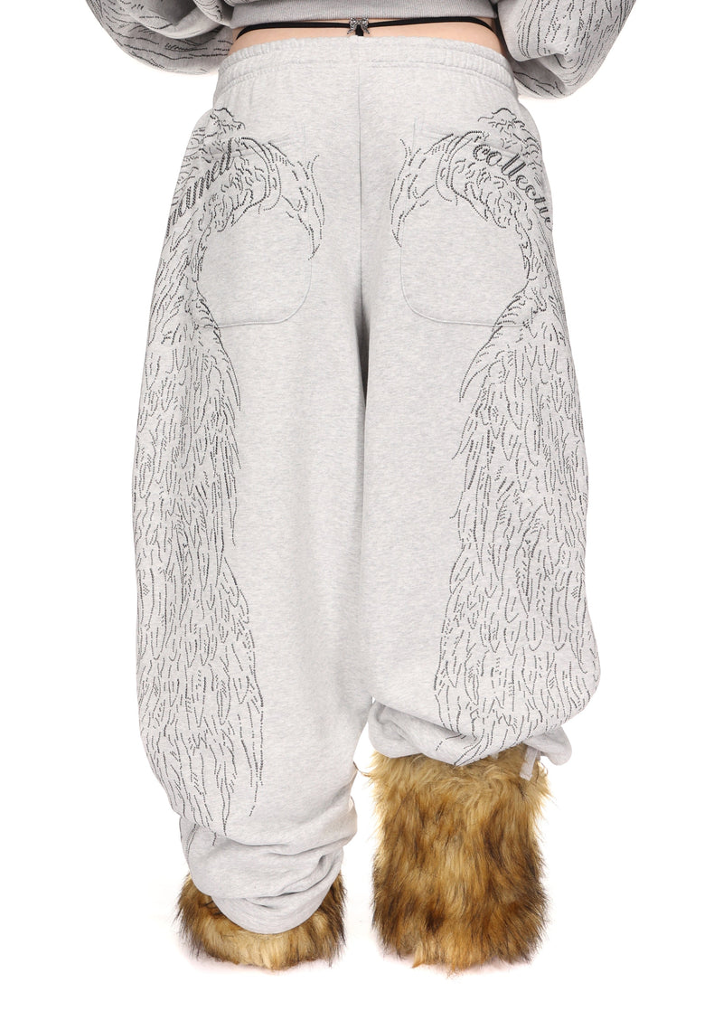 FALLEN STUDDED OVERSIZED SWEATPANTS GREY MARL