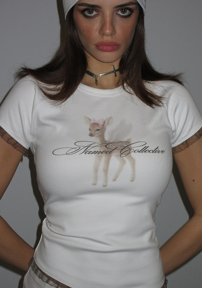 FAWN DEER BABY TEE WHITE