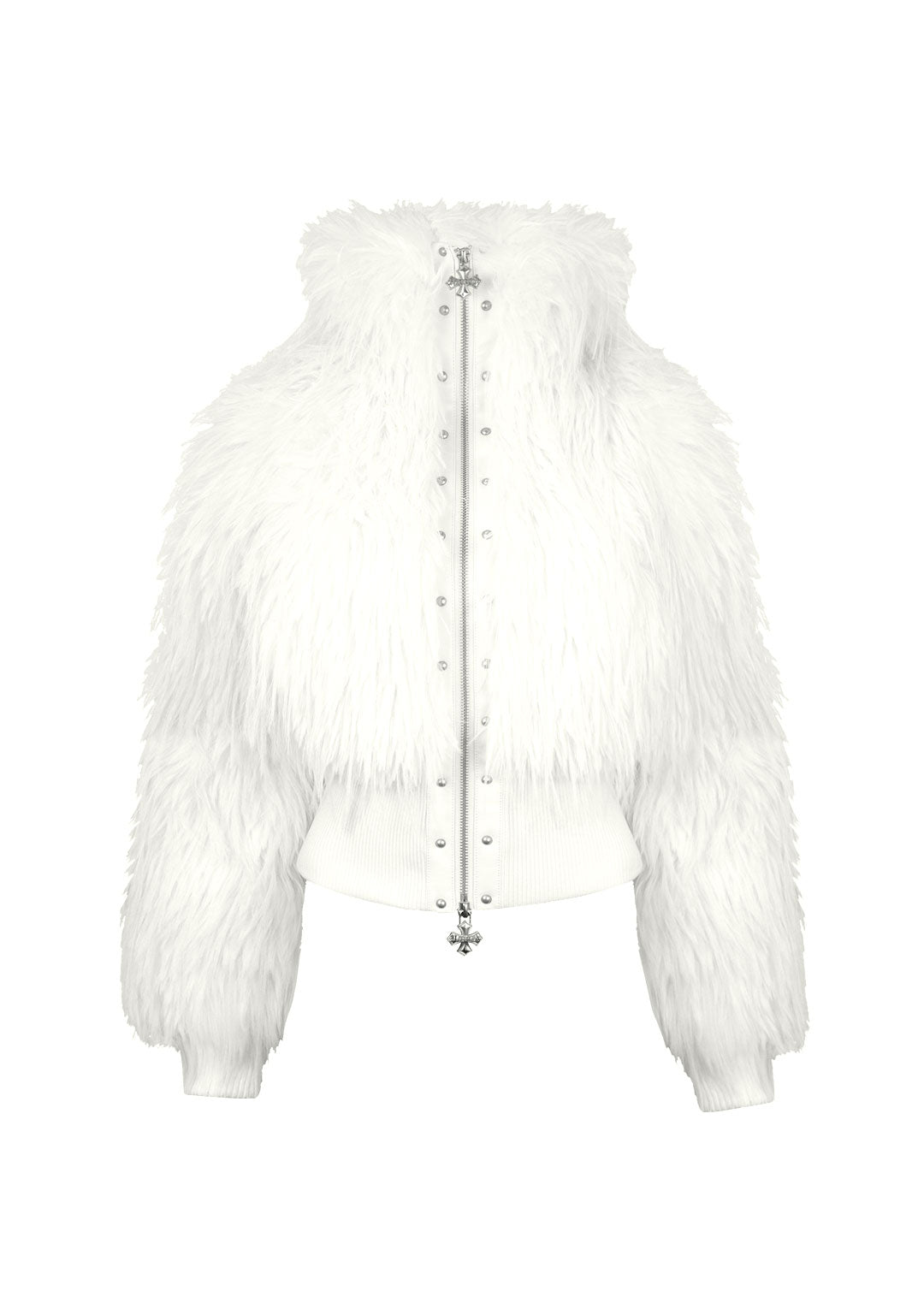 FORTUNE FAUX FUR LACE-UP FITTED JACKET WHITE