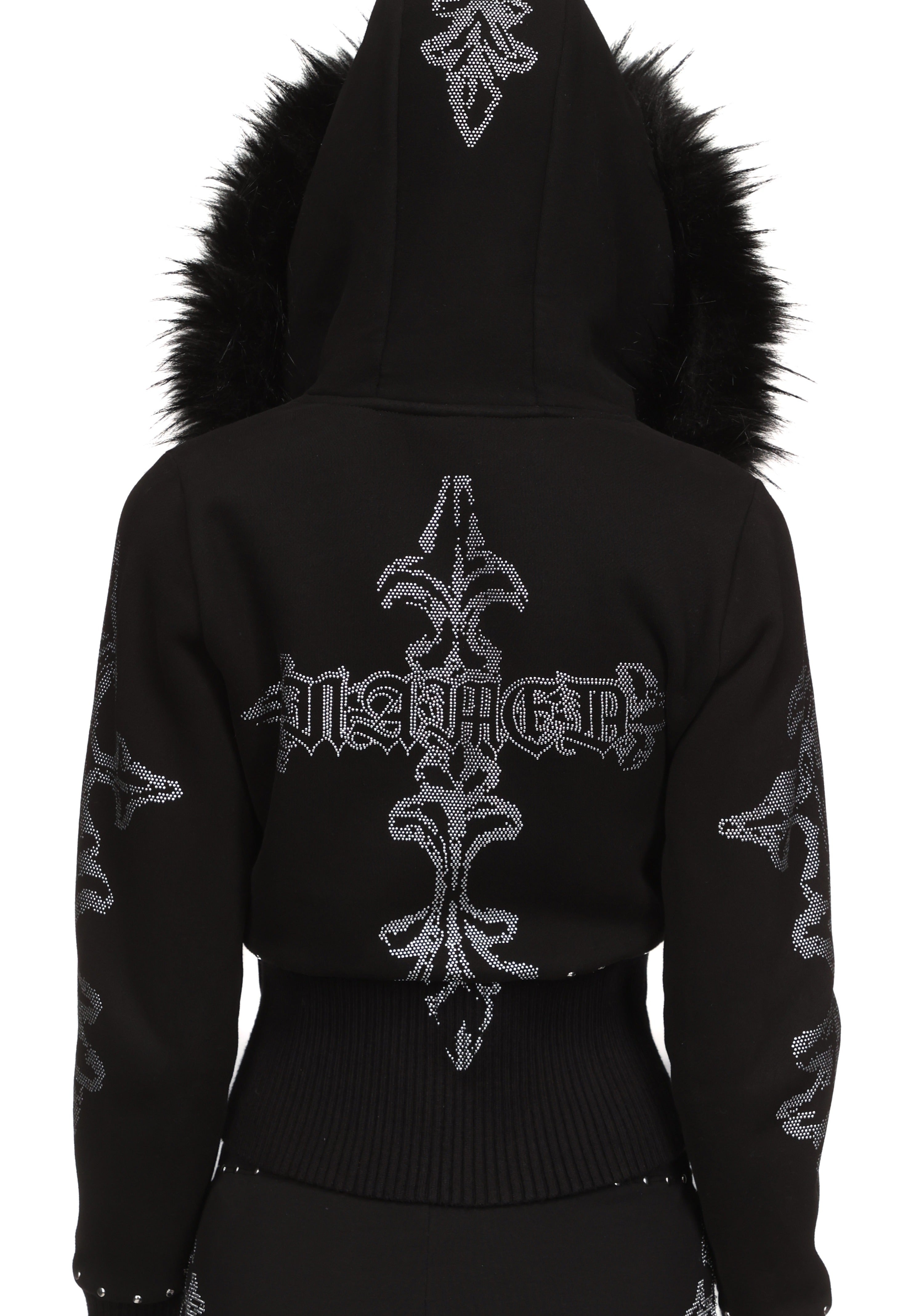 Feral Faux Fur Fitted Zip Hoodie Black Detachable Fur – NAMED