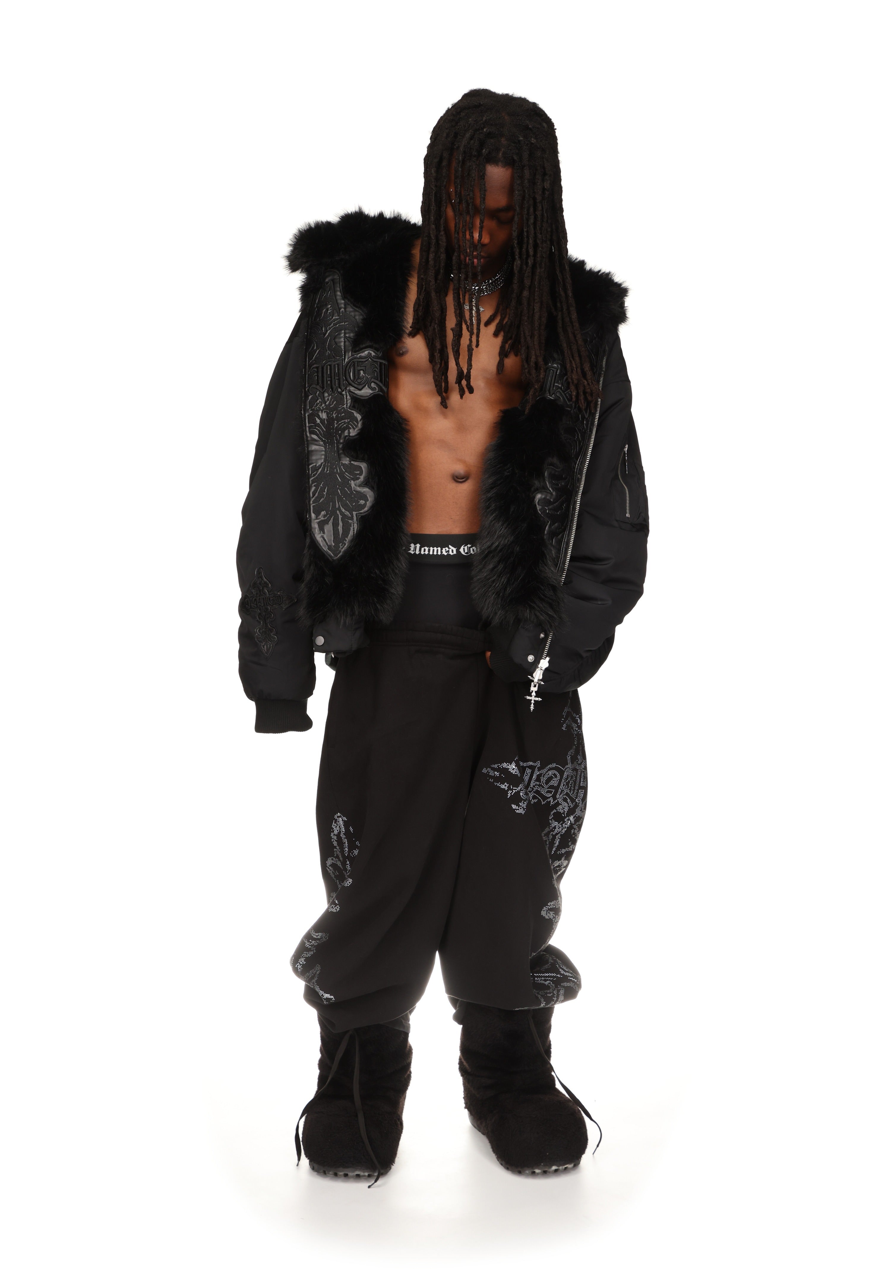 Feral Faux Fur Reversible Bomber Jacket Black – NAMED COLLECTIVE®