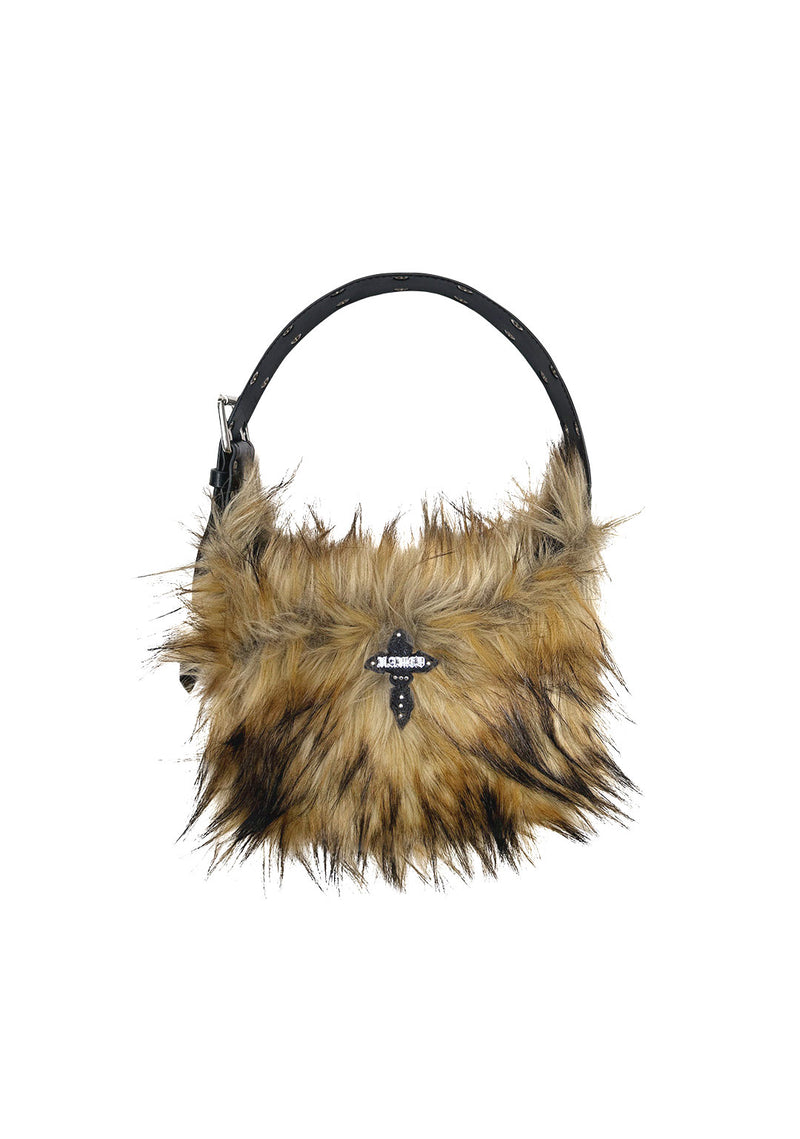 FERAL FAUX FUR SHOULDER BAG BROWN