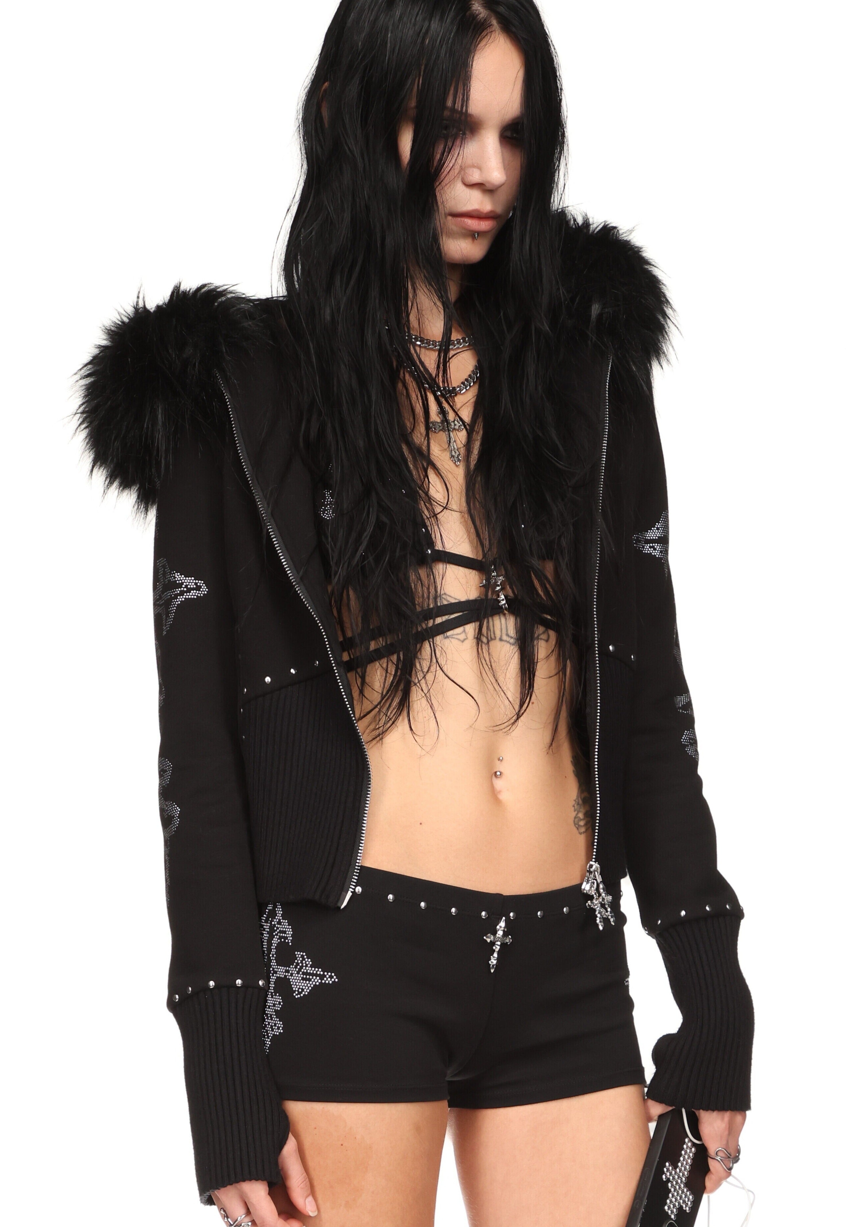 Feral Studded Micro Hotpant Shorts Black – NAMED COLLECTIVE®