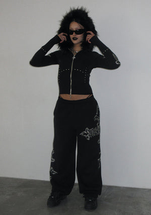 FERAL STUDDED OVERSIZED SWEATPANTS BLACK