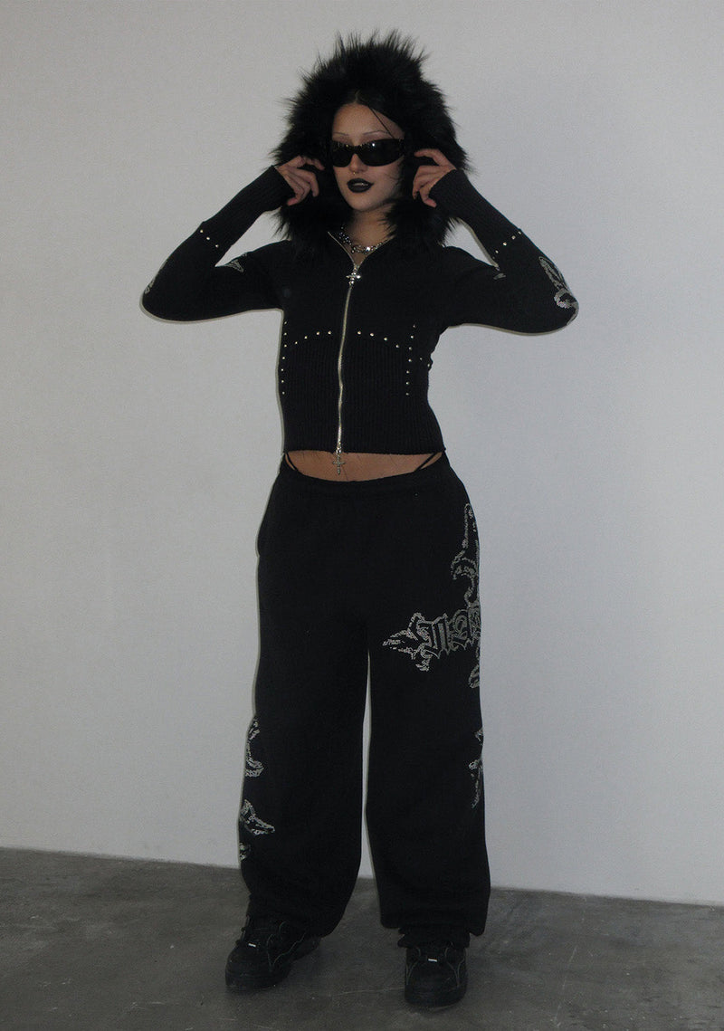 FERAL STUDDED OVERSIZED SWEATPANTS BLACK