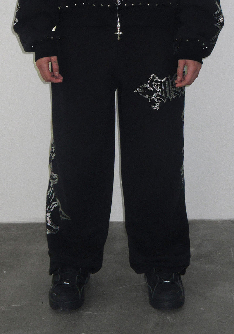 FERAL STUDDED OVERSIZED SWEATPANTS BLACK
