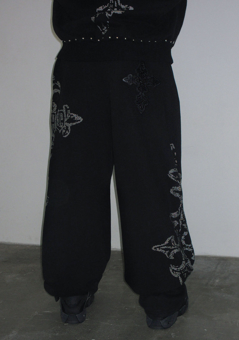 FERAL STUDDED OVERSIZED SWEATPANTS BLACK