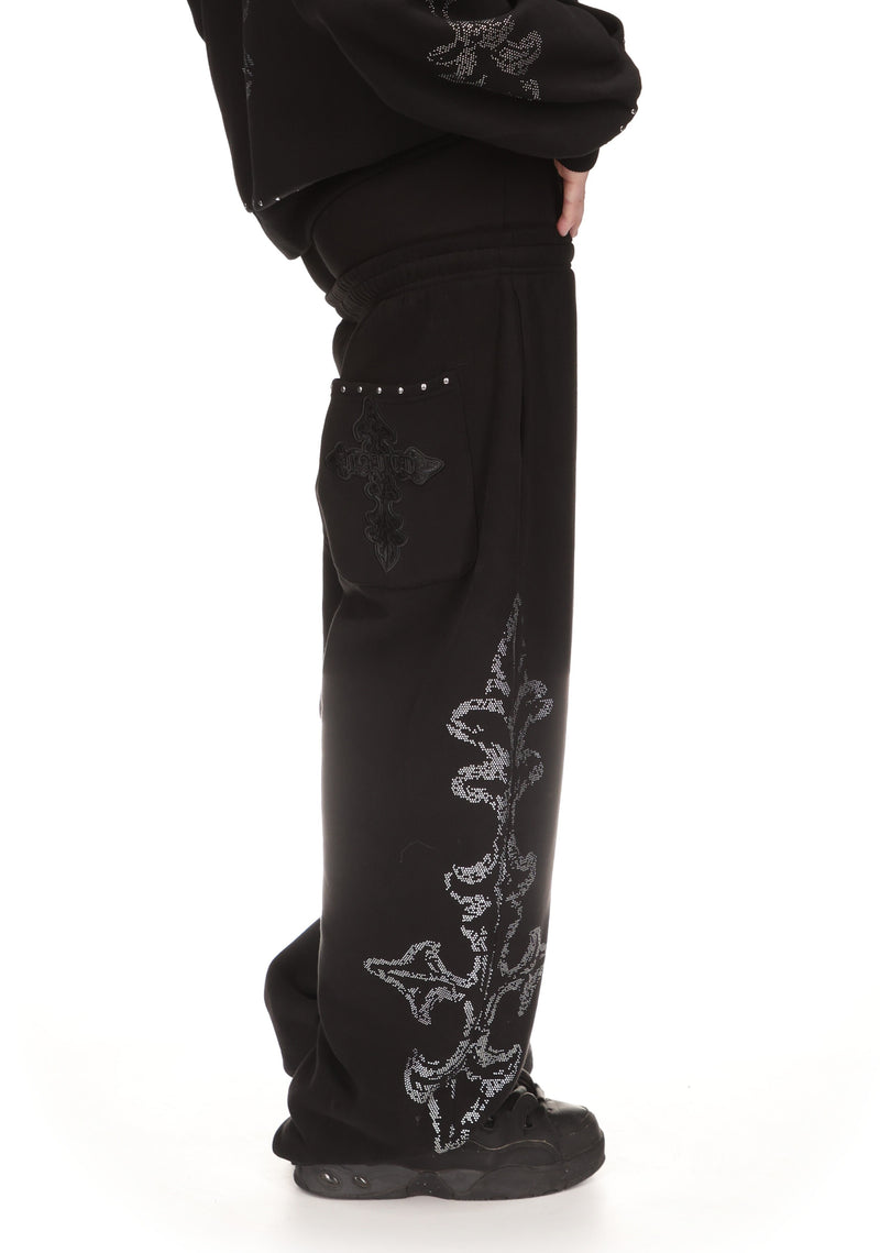 FERAL STUDDED OVERSIZED SWEATPANTS BLACK