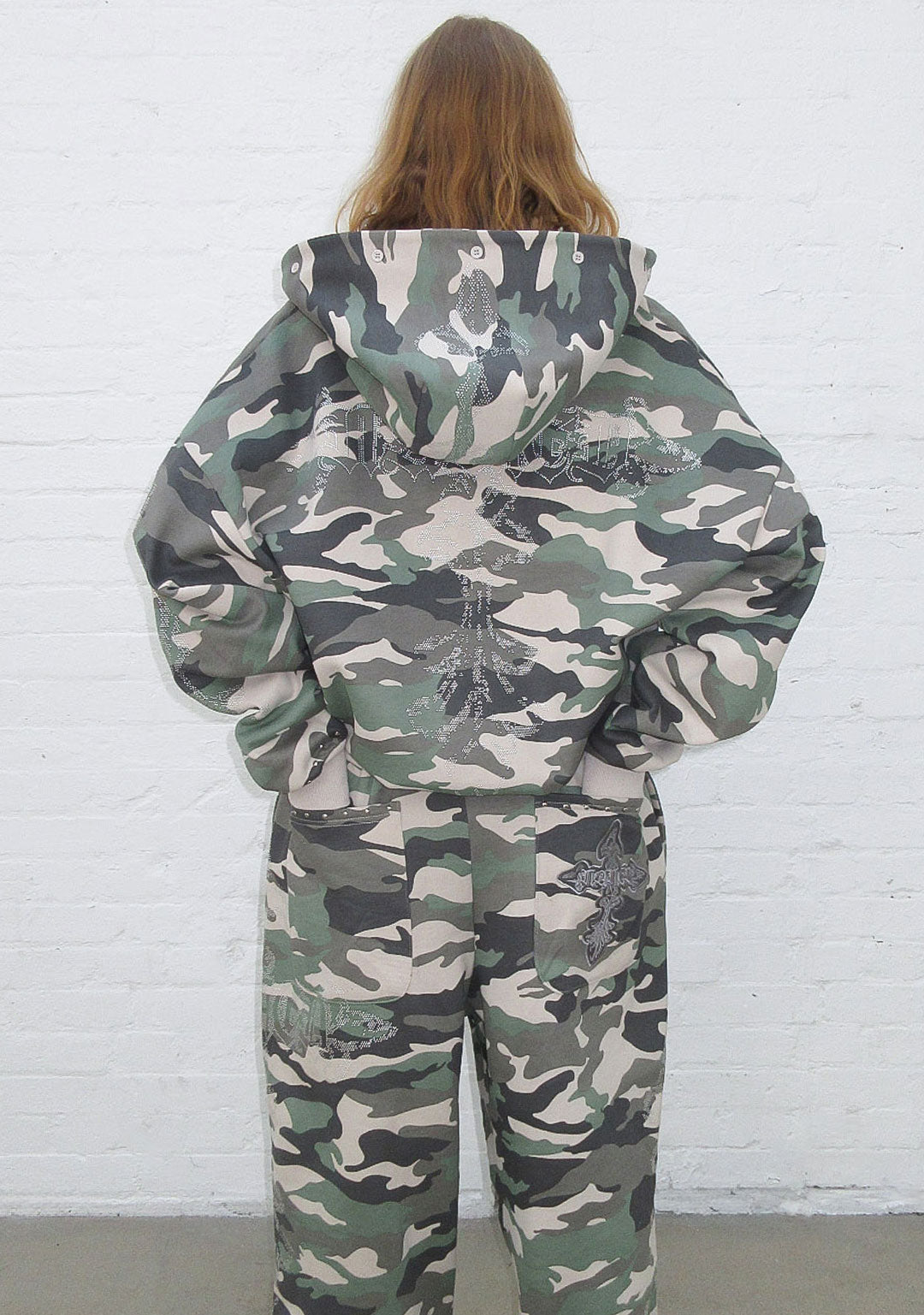 FERAL FAUX FUR STUDDED ZIP HOODIE CAMO (DETACHABLE FUR)