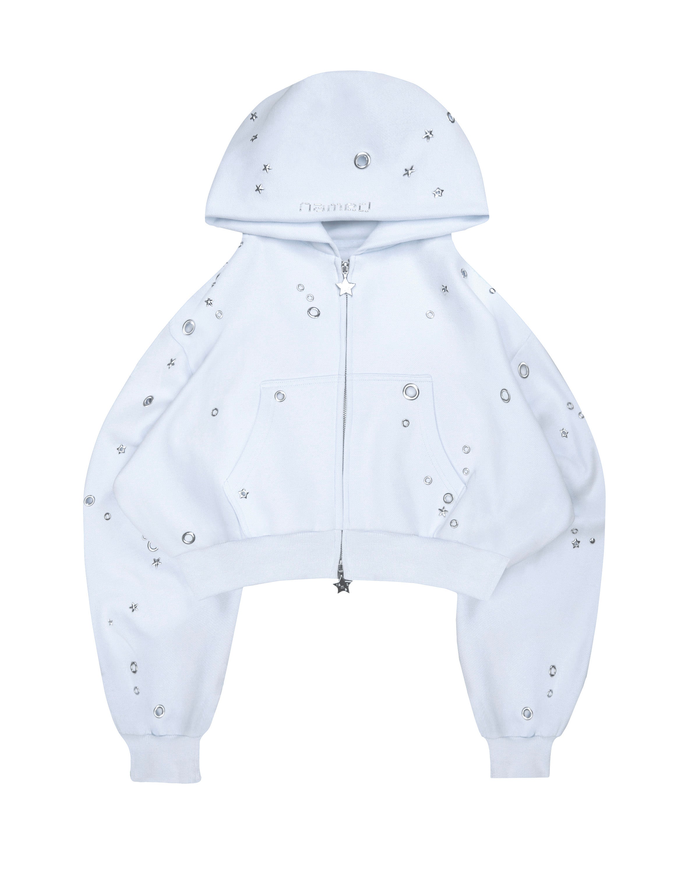 Glitch Eyelet Crop Zip Hoodie Baby Blue – NAMED COLLECTIVE®