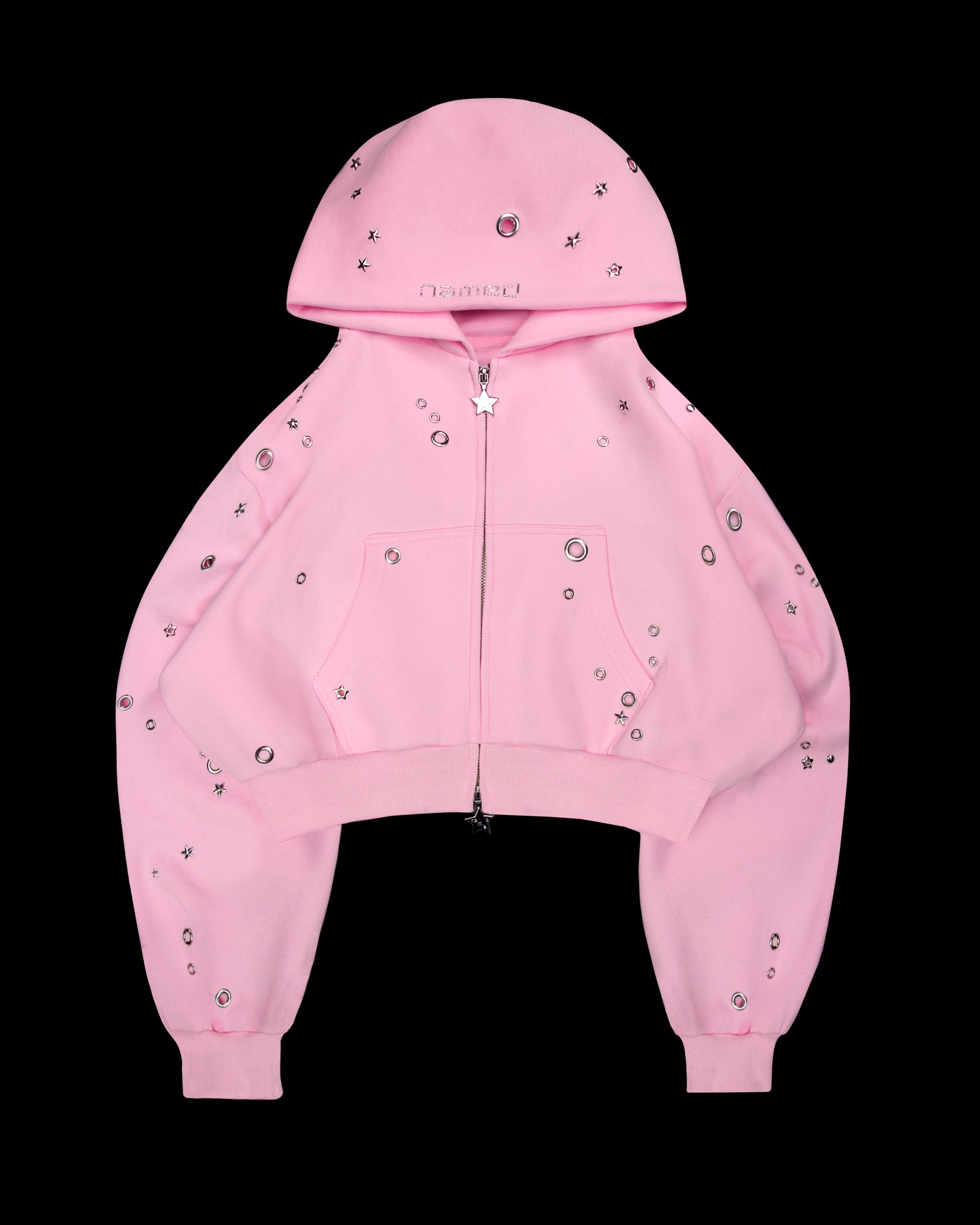 Glitch Eyelet Crop Zip Hoodie Baby Pink – NAMED COLLECTIVE®