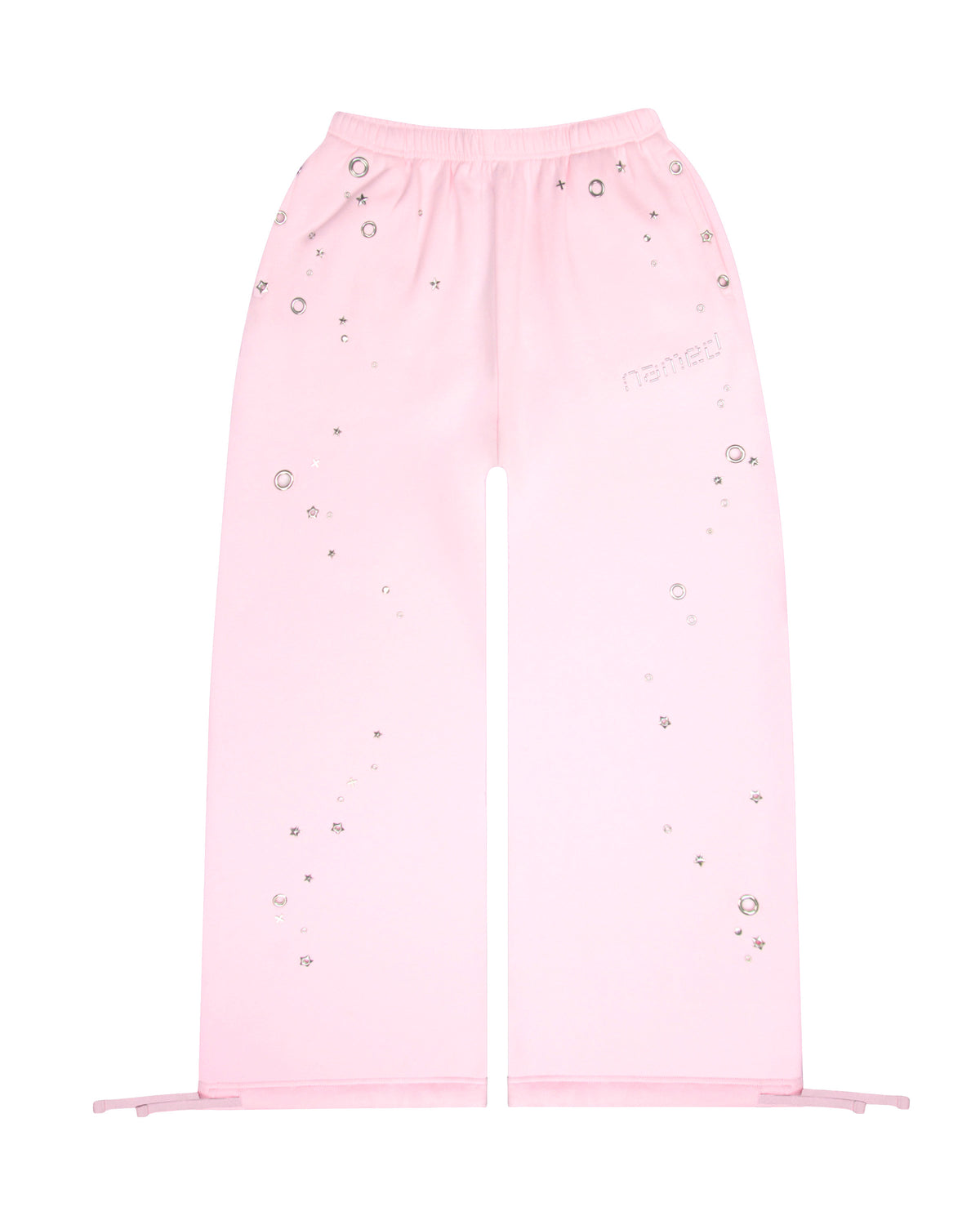 GLITCH EYELET OVERSIZED SWEATPANTS BABY PINK