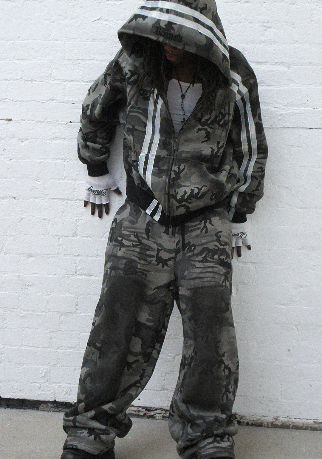 GRIME OVERSIZED SWEATPANTS GREY CAMO