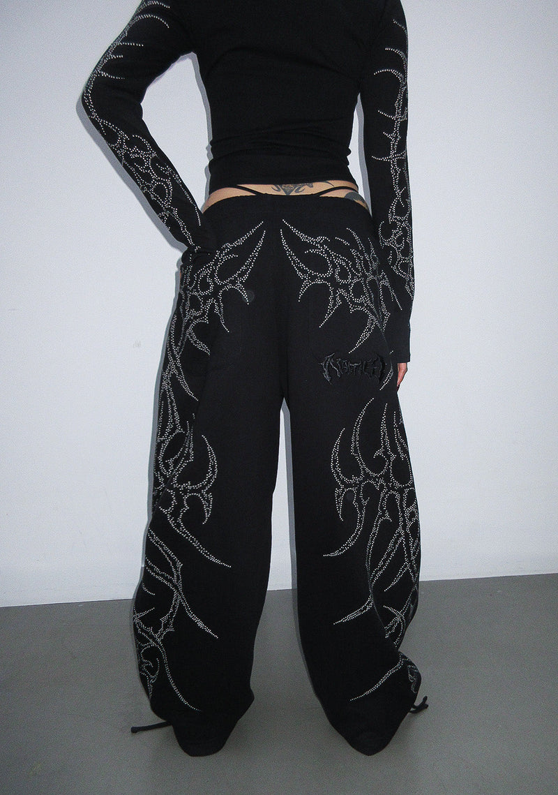 HAUNT STUDDED OVERSIZED SWEATPANTS BLACK