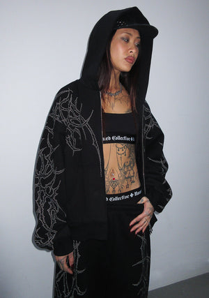 HAUNT STUDDED ZIP HOODIE BLACK
