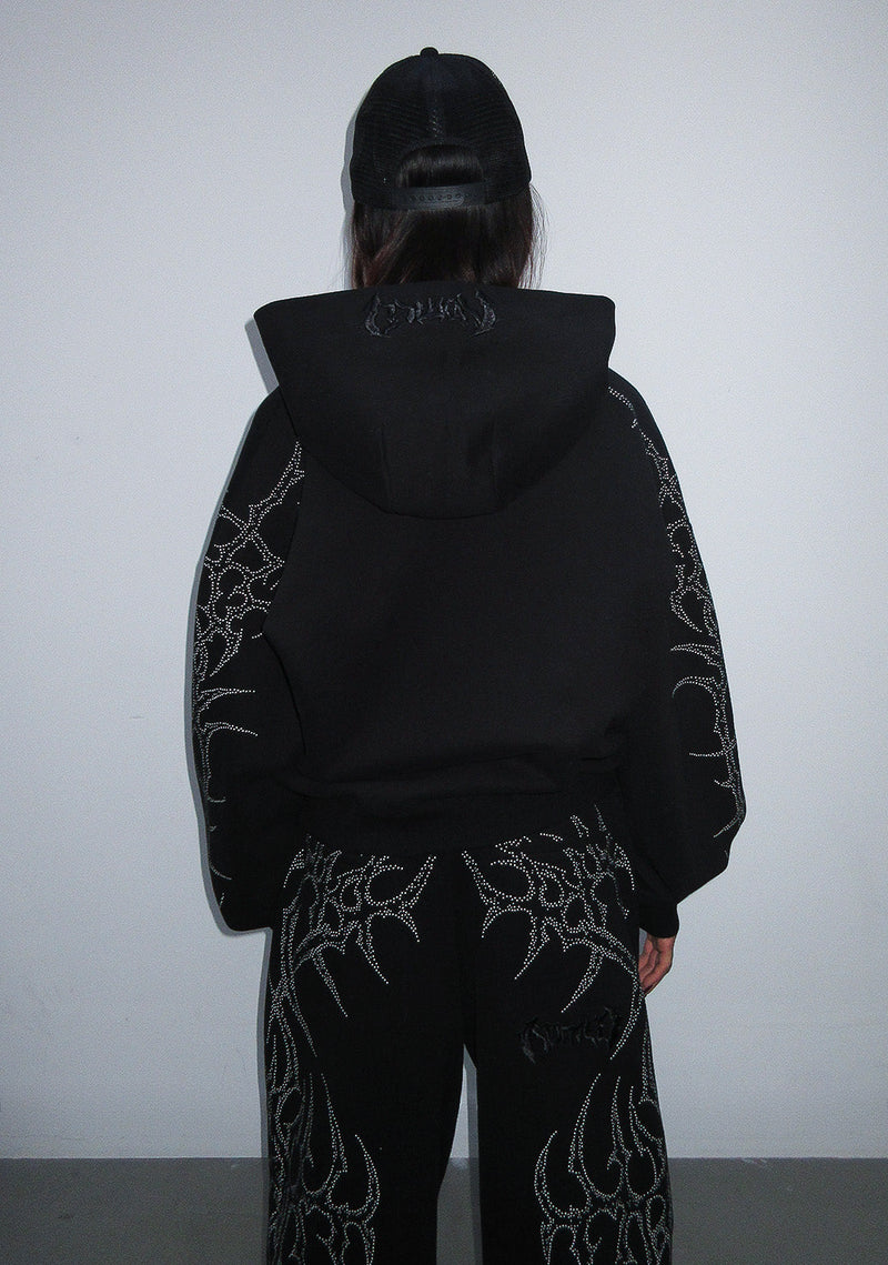 HAUNT STUDDED ZIP HOODIE BLACK