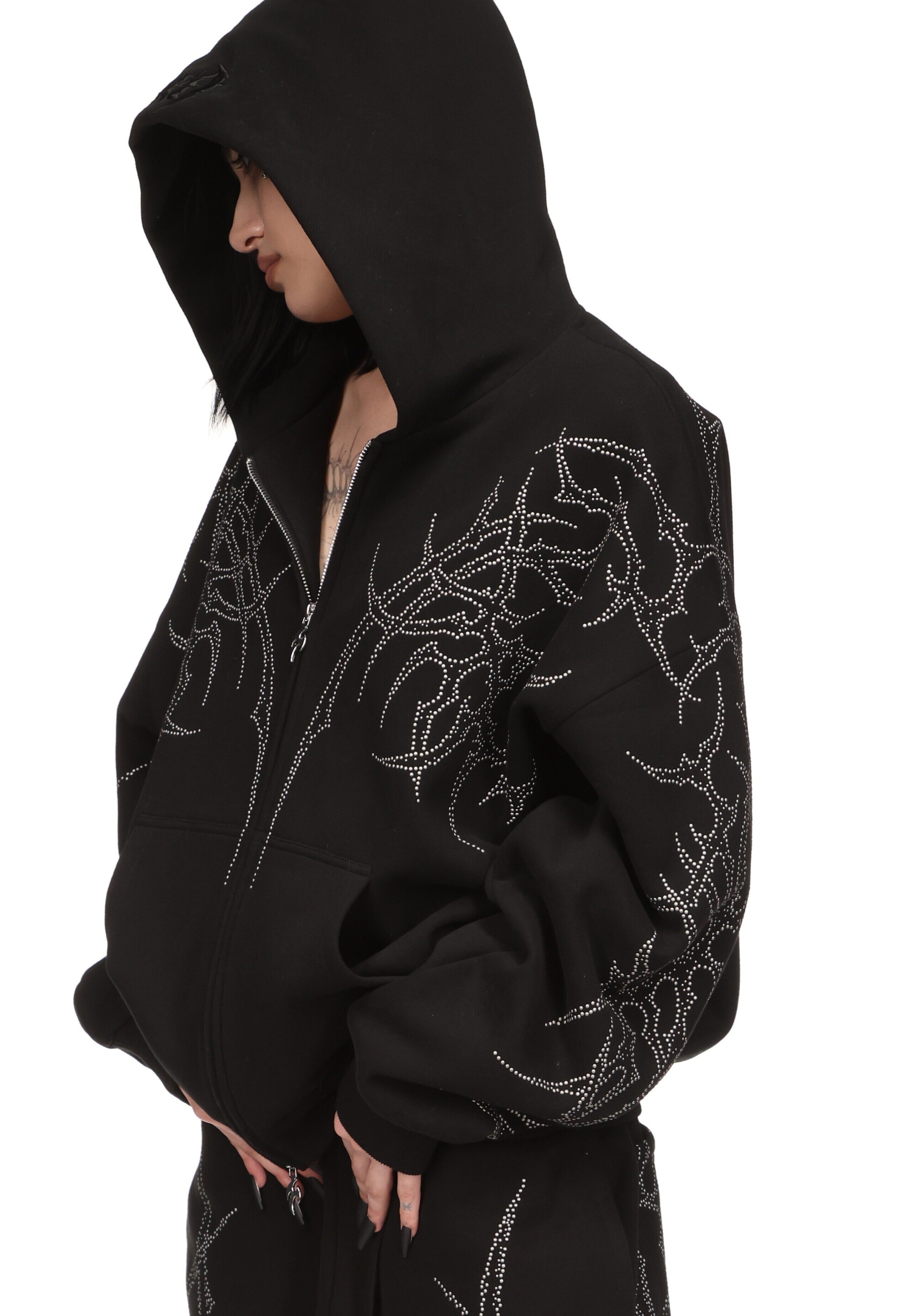 Haunt Studded Zip Hoodie Black – NAMED COLLECTIVE®