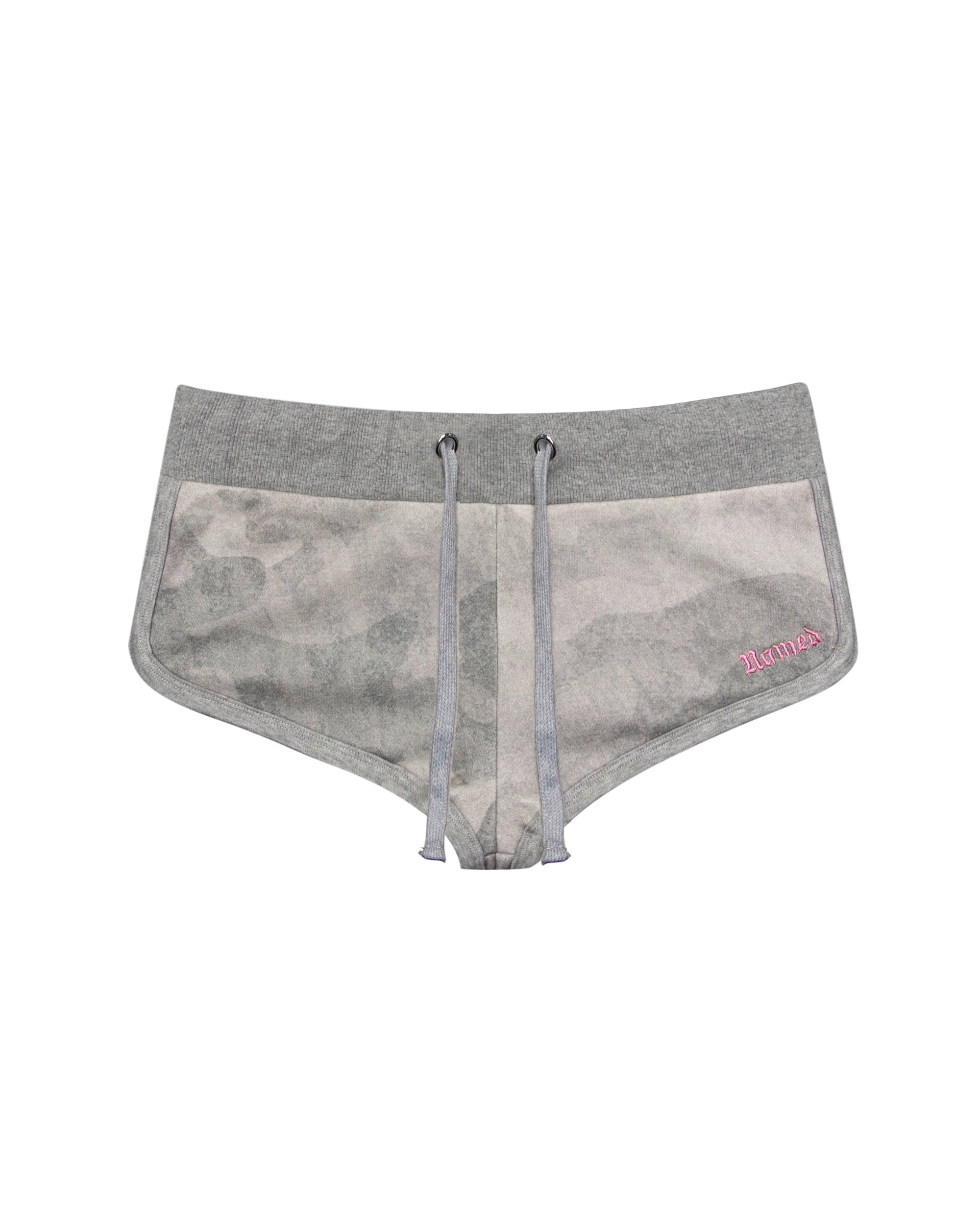 HELL'S FAVORITE RHINESTONE MICRO RACER SHORTS CAMO