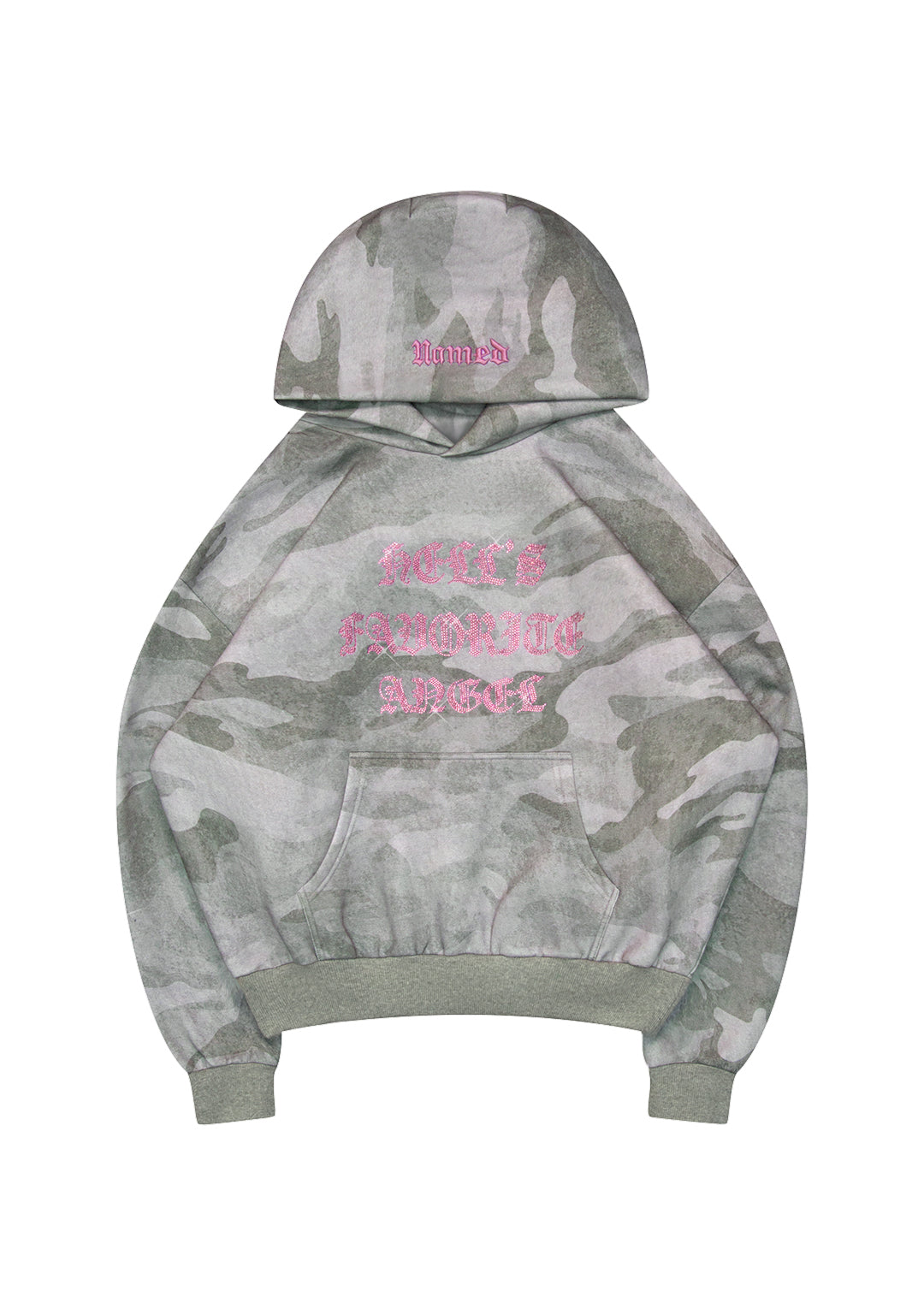 HELL'S FAVORITE RHINESTONE PULLOVER HOODIE CAMO
