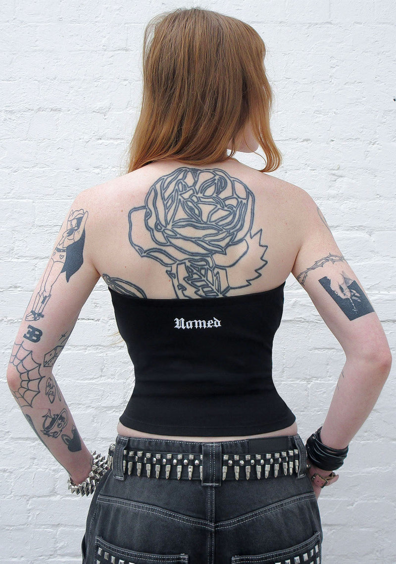 HELL'S FAVORITE RHINESTONE TUBE TOP BLACK