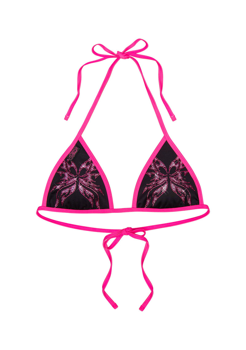 IDOL RHINESTONE TRIANGLE BIKINI TOP BLACK