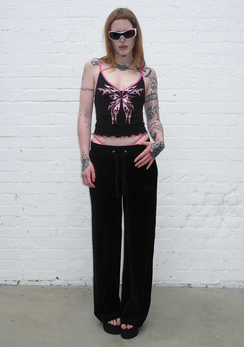 IDOL RHINESTONE FITTED CAMI TOP BLACK