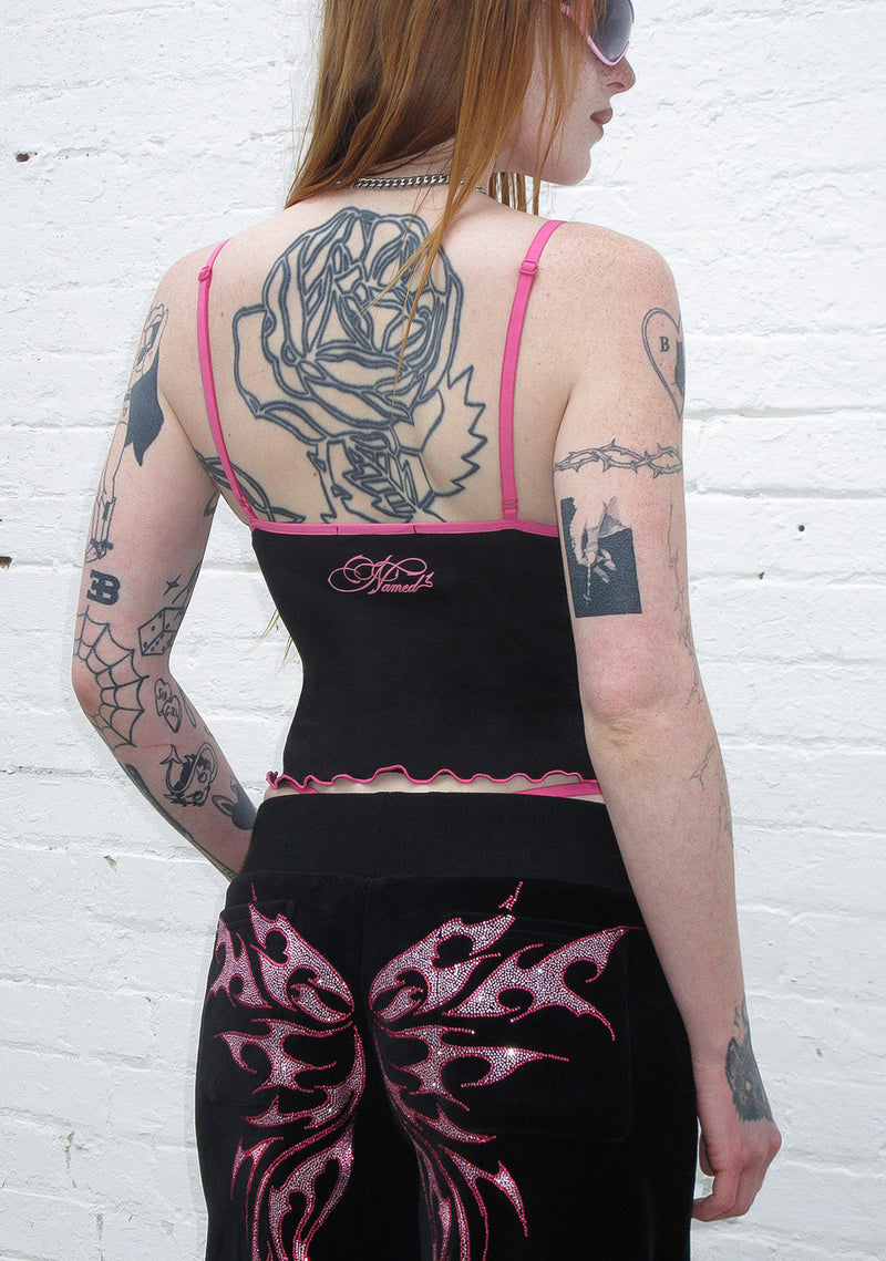 IDOL RHINESTONE FITTED CAMI TOP BLACK