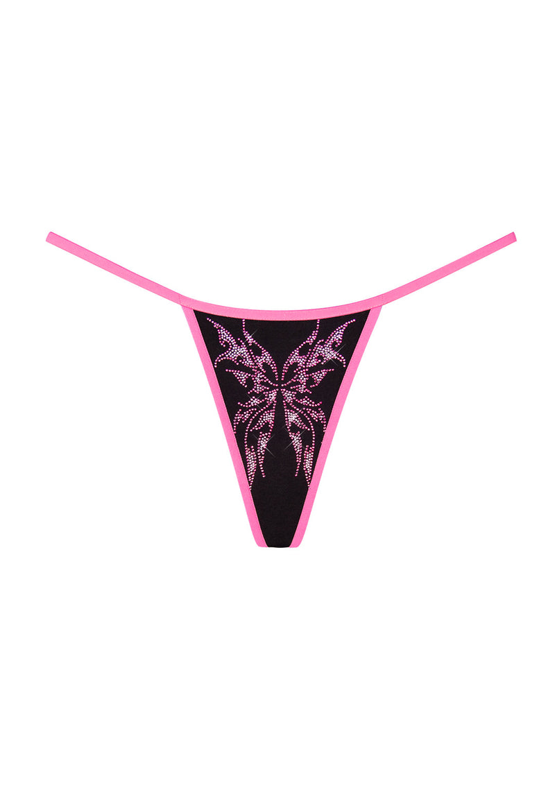 IDOL RHINESTONE THONG BLACK