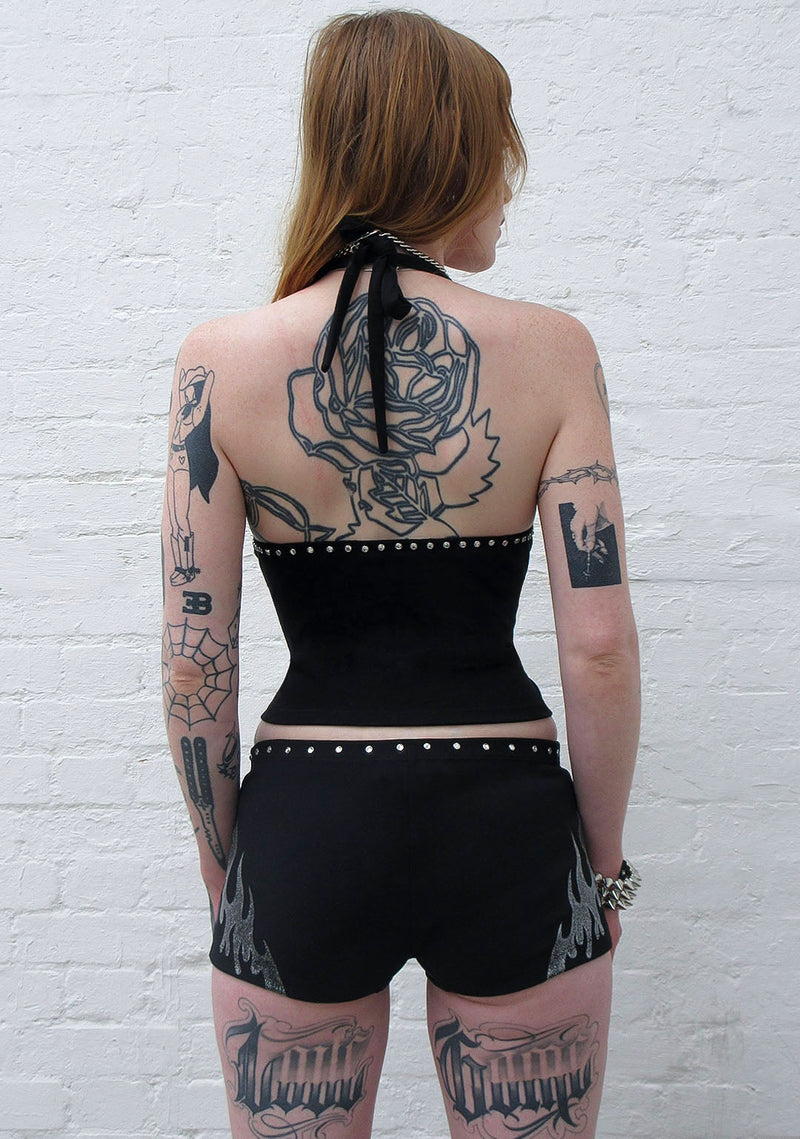 IGNITE RHINESTONE HALTERNECK CAMI TOP BLACK