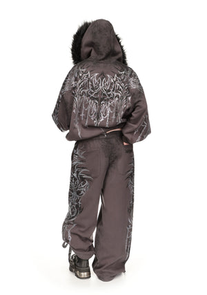 INFATUATION RHINESTONE OVERSIZED SWEATPANTS DEEP GREY