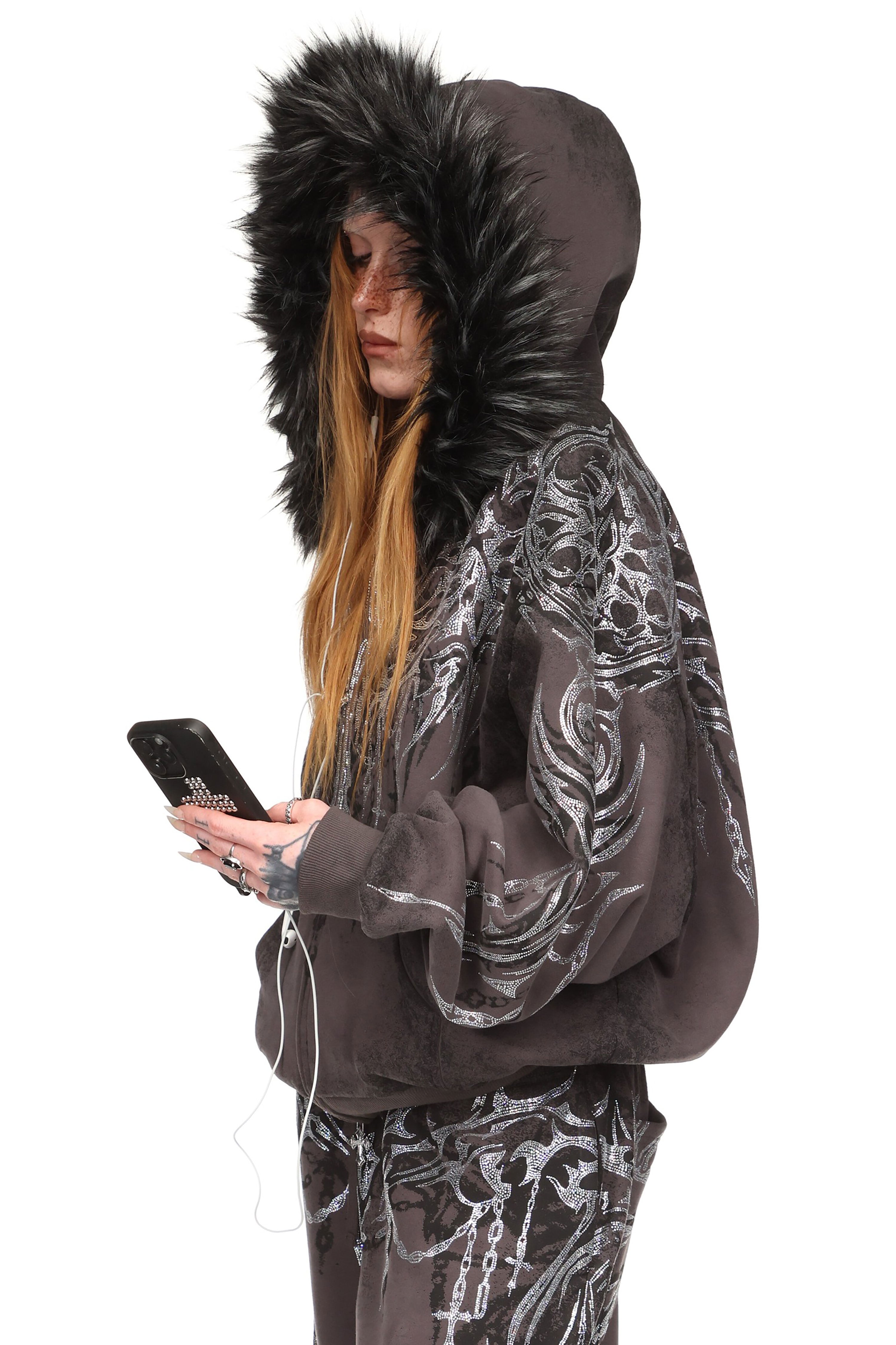 Infatuation Rhinestone Zip Hoodie Deep Grey – NAMED COLLECTIVE®