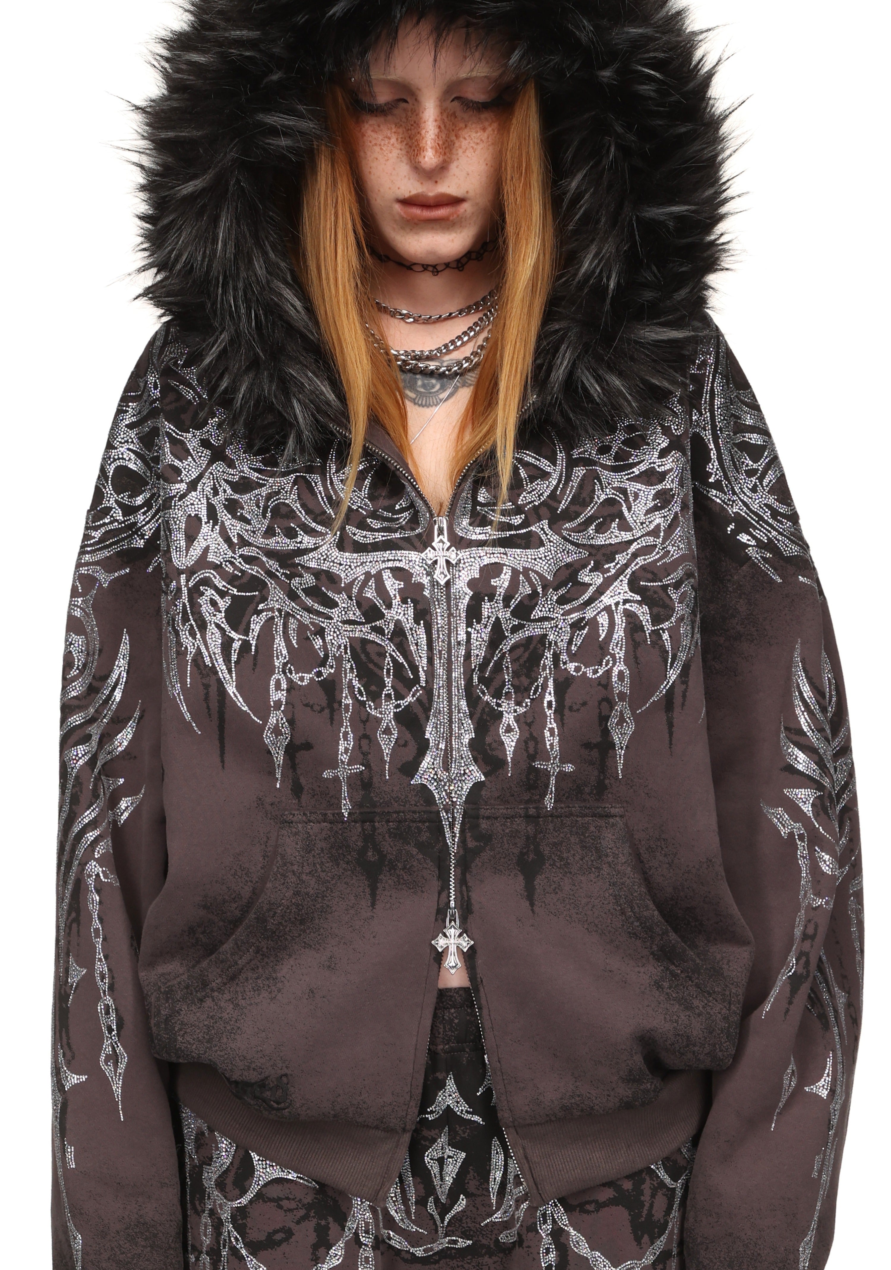 Infatuation Rhinestone Zip Hoodie Deep Grey – NAMED COLLECTIVE®