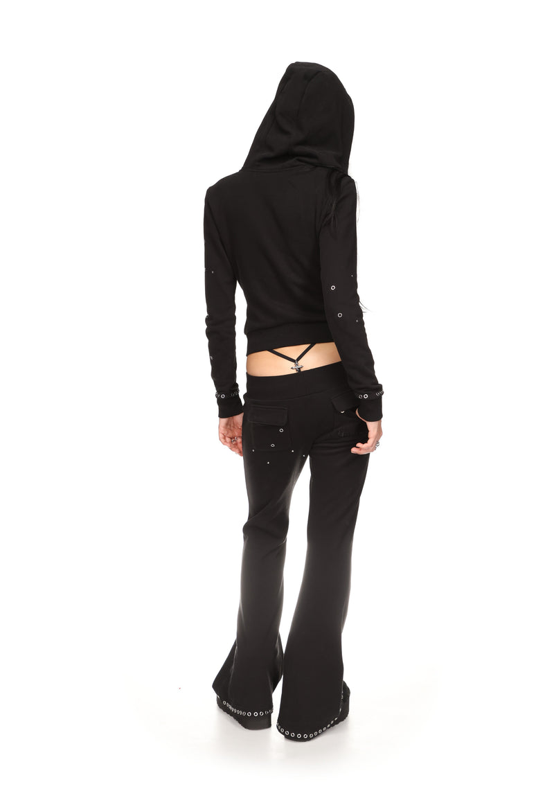 KNIGHT STUDDED FITTED HOODIE BLACK