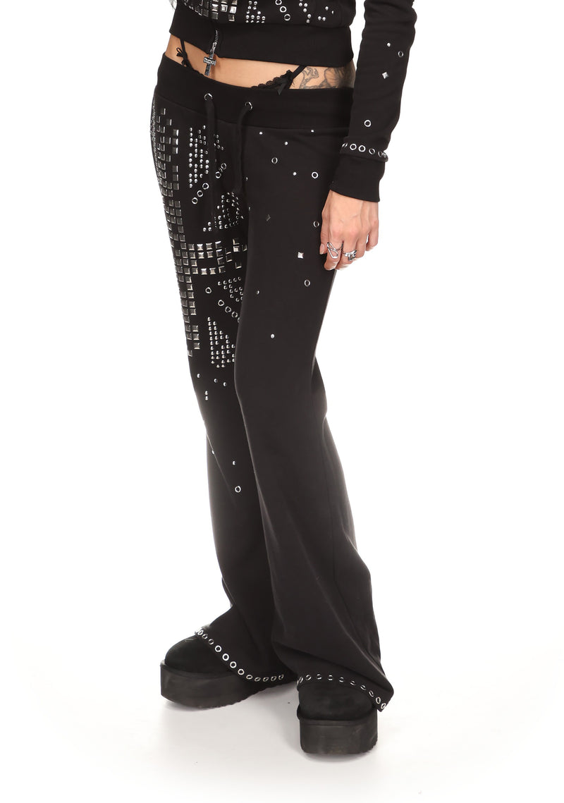 KNIGHT STUDDED FITTED PANTS BLACK