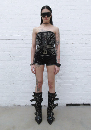 KNIGHT STUDDED MICRO HOTPANT SHORTS BLACK