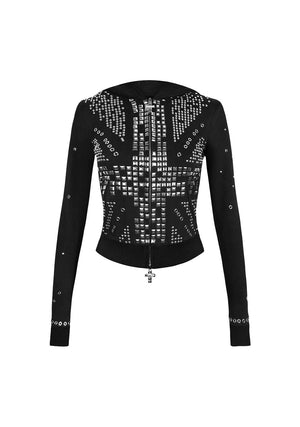 KNIGHT STUDDED FITTED HOODIE BLACK