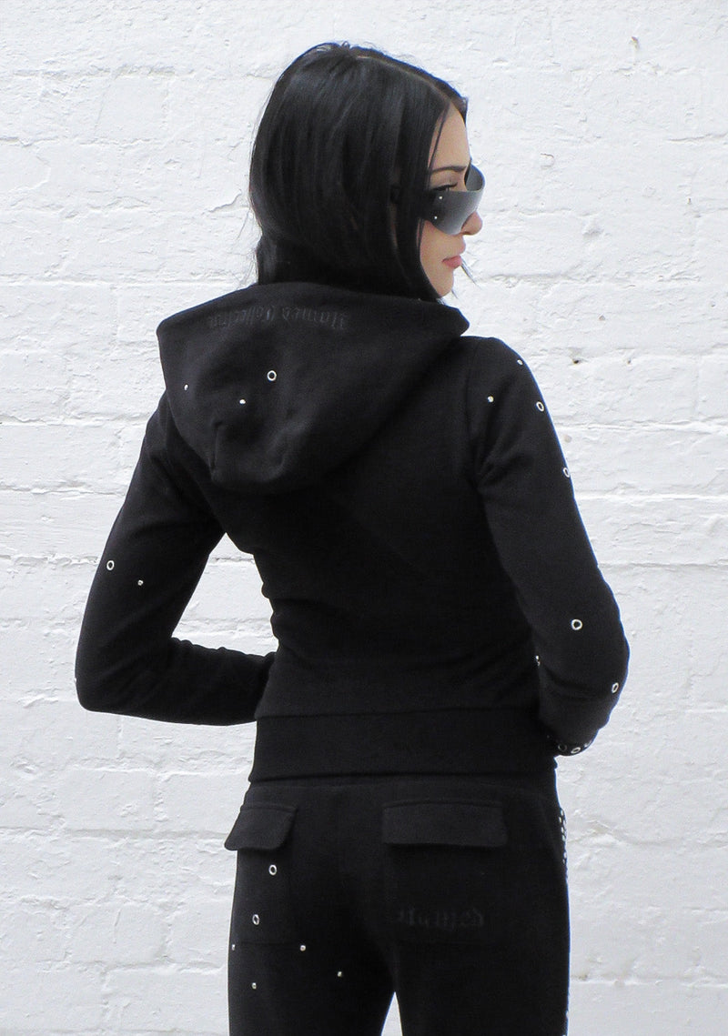 KNIGHT STUDDED FITTED HOODIE BLACK