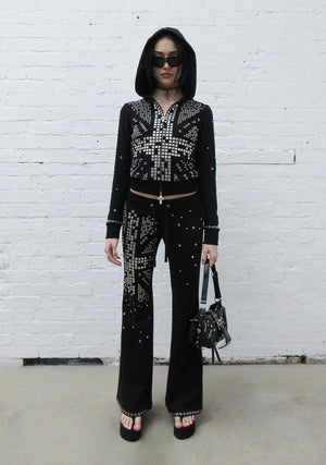 KNIGHT STUDDED FITTED PANTS BLACK