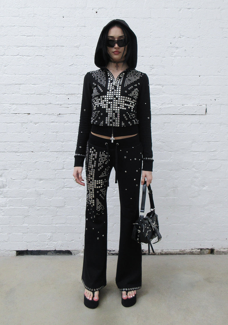 KNIGHT STUDDED FITTED PANTS BLACK