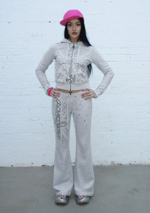 KNIGHT STUDDED FITTED PANTS GREY MARL