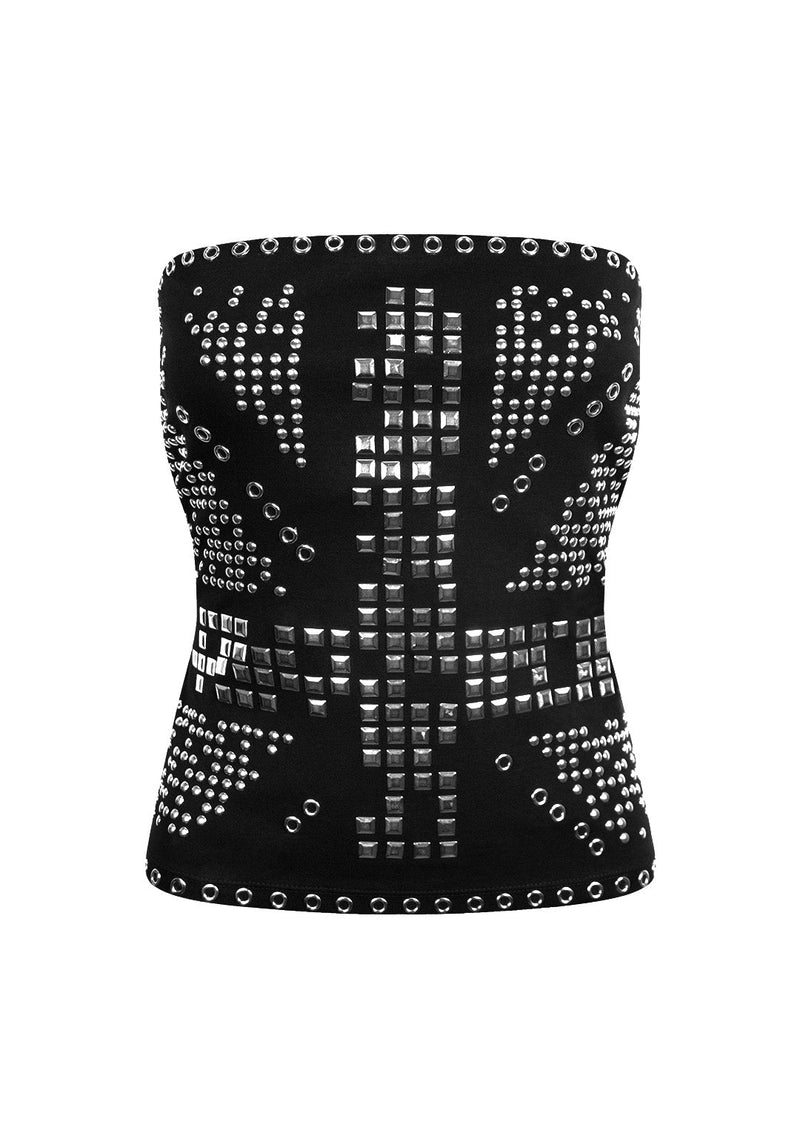 KNIGHT STUDDED TUBE TOP BLACK