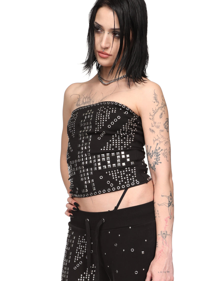 KNIGHT STUDDED TUBE TOP BLACK