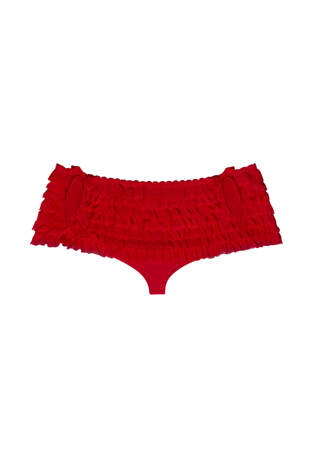 LOVEBITE MESH RUFFLE MICRO HOTPANT SHORTS RED