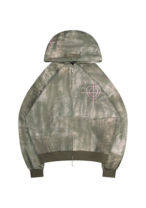 LOVESTRUCK RHINESTONE ZIP HOODIE CAMO