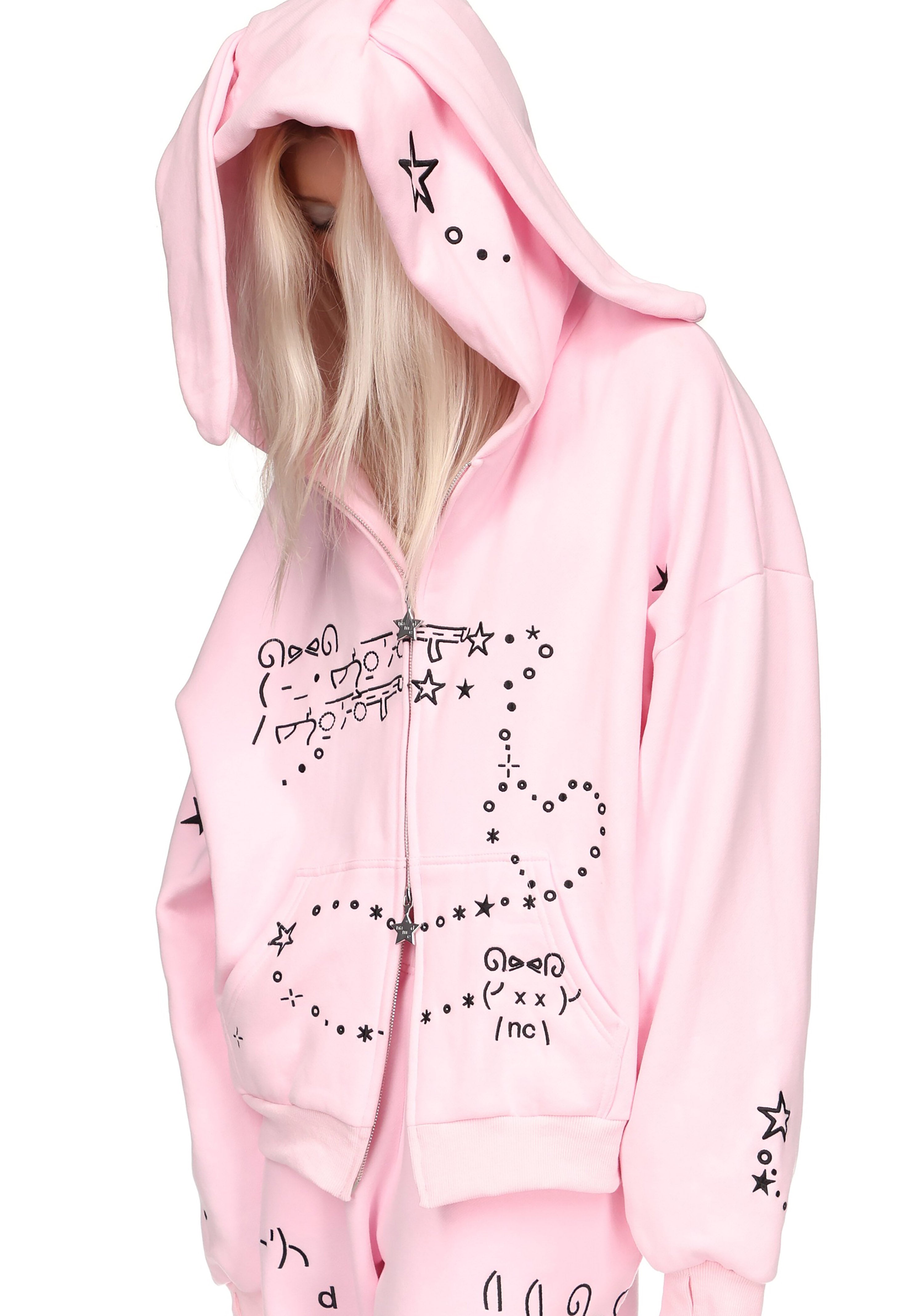 Malfunction Bunny Zip Hoodie Baby Pink Detachable Ears – NAMED