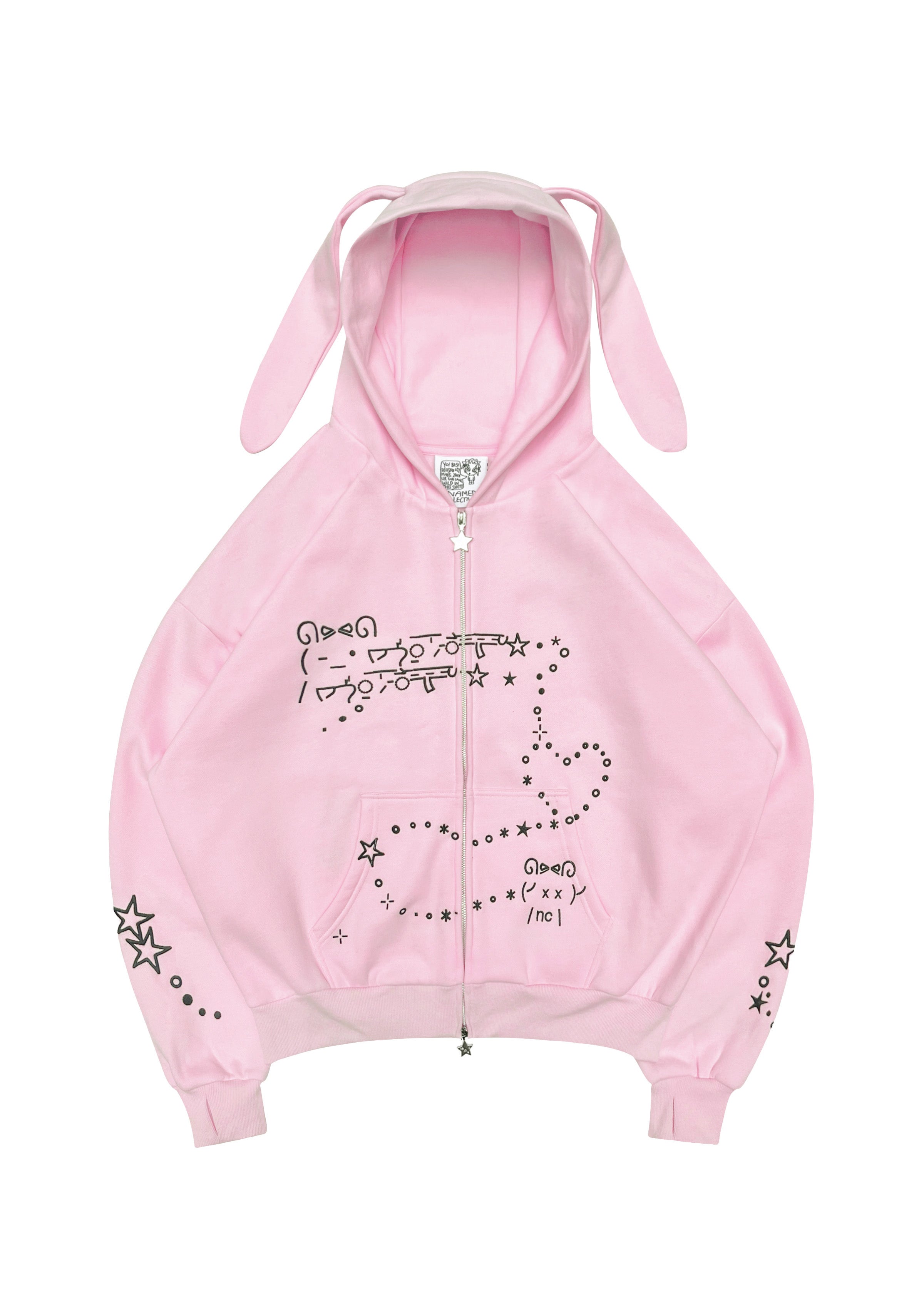 Malfunction Bunny Zip Hoodie Baby Pink Detachable Ears – NAMED