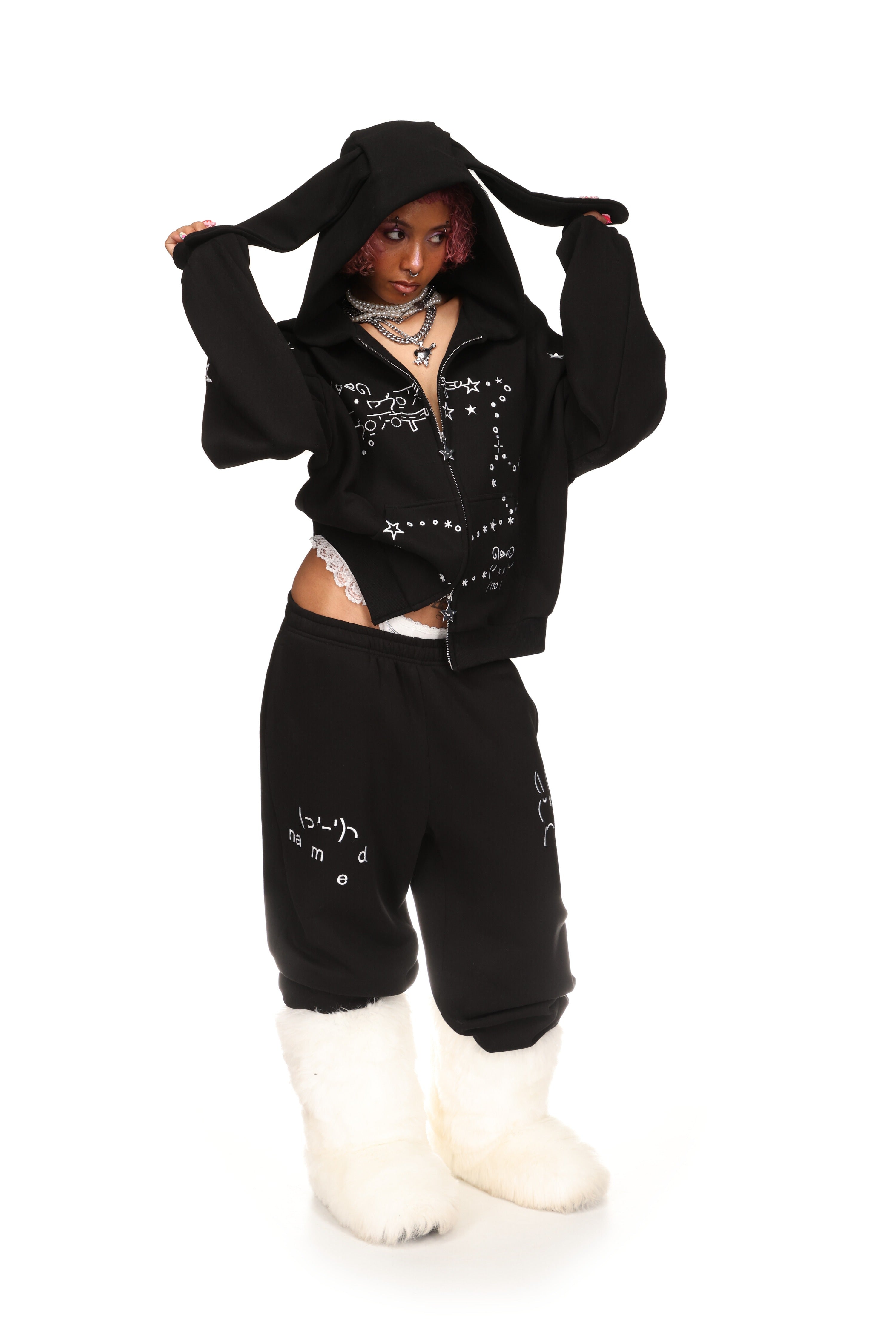 Malfunction Bunny Zip Hoodie Black Detachable Ears – NAMED COLLECTIVE®