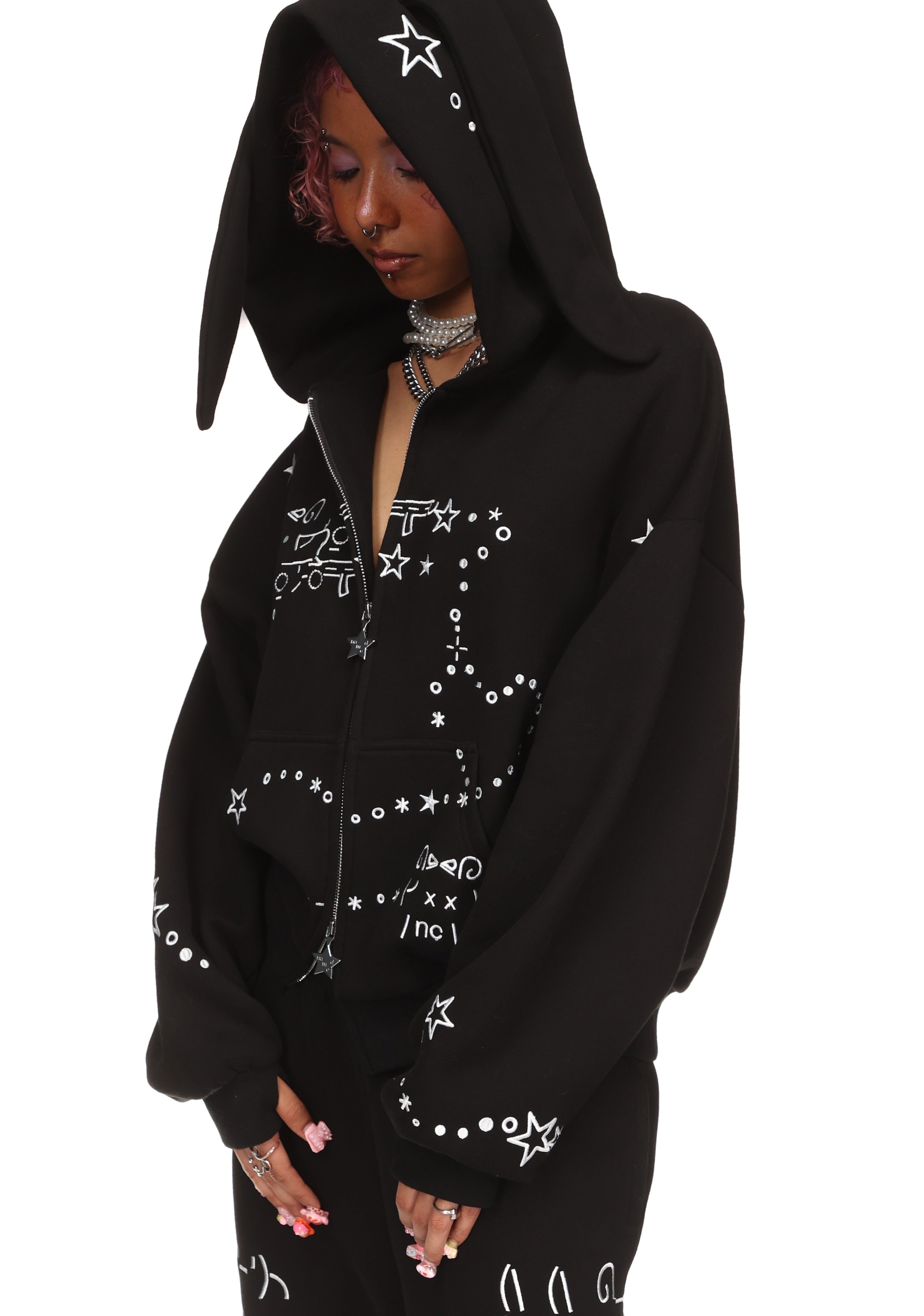 Malfunction Bunny Zip Hoodie Black Detachable Ears – NAMED COLLECTIVE®