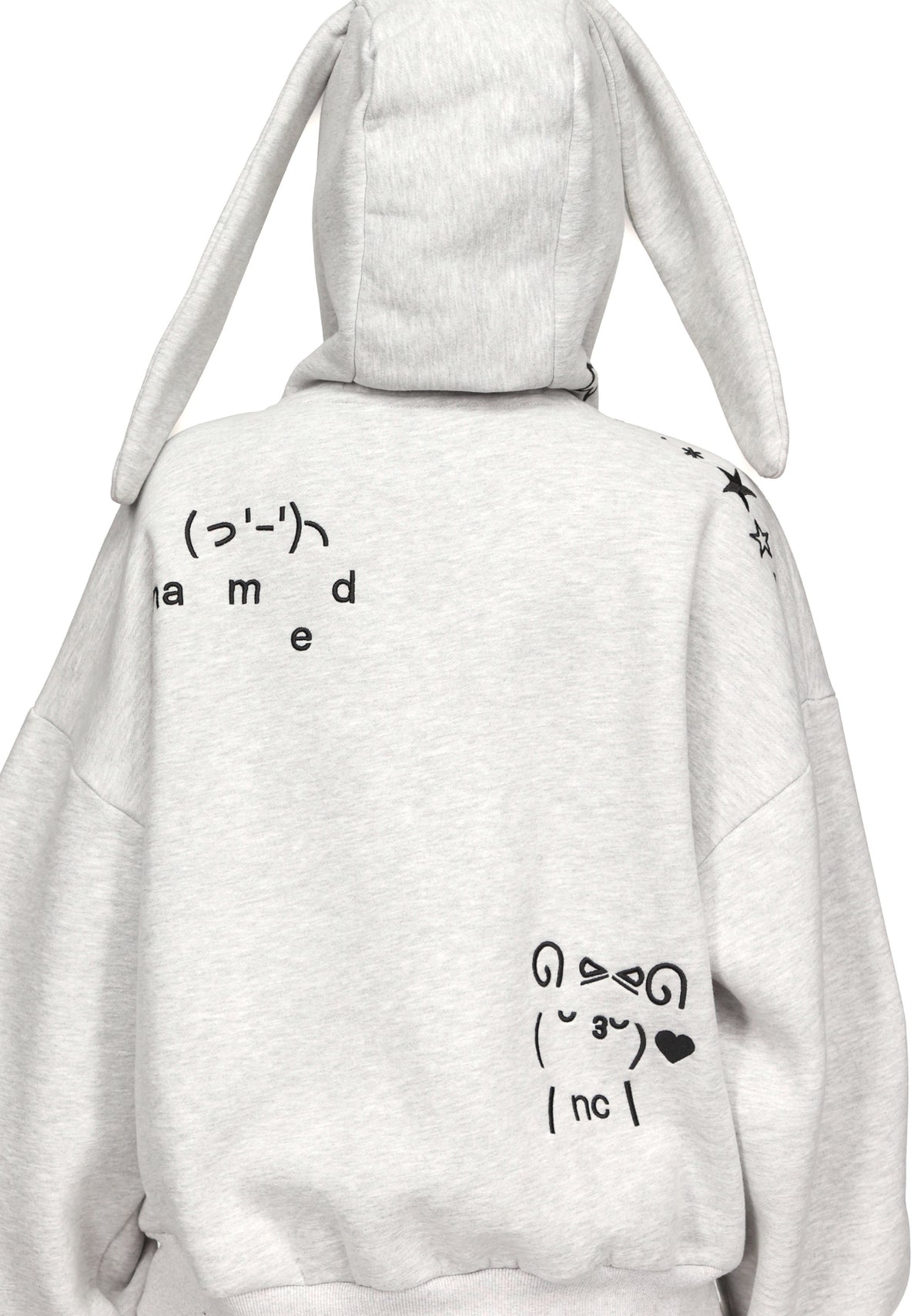 MALFUNCTION BUNNY ZIP HOODIE GREY MARL (DETACHABLE EARS)